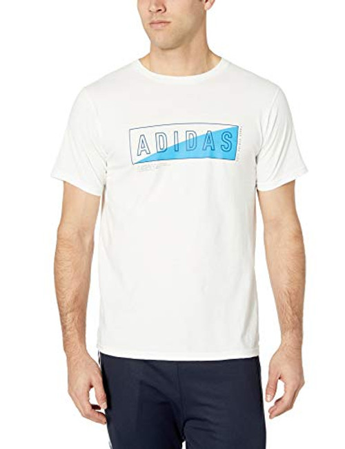 adidas Men's Adi Box Split Tee, White/Blue, Small adidas Men's Adi Box Split Tee, White/Blue, Small
