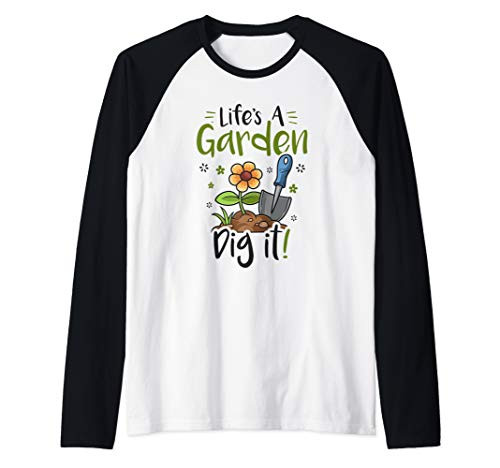 Life's A Garden Dig It Gardening For Women Light Raglan Baseball Tee
