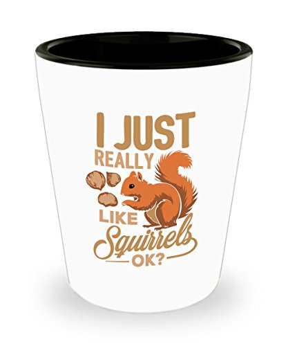 Squirrel Shot Glass - Squirrel Farm Animal Funny Gift - I Just Really Squirrels OK Funny Ceramic Coffee Cup for Squirrels Lover, Boys, Girls and Kids