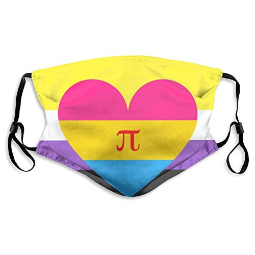 Nonbinary Pan Polyamorous Pride Flag Unisex Face Mask with 5-Layer Filters Breathable Mask Reusable Black