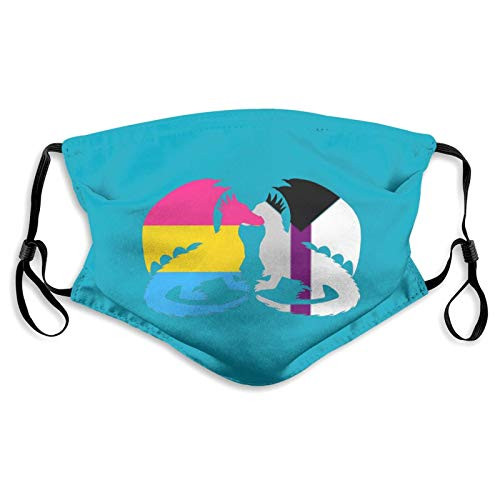 Pan Demisexual Pride Dragons Unisex Face Mask with 5-Layer Filters Breathable Mask Reusable Black