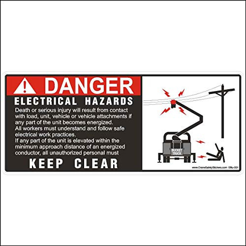 Bucket Truck Electrical Hazard Overhead Lines Safety Sticker