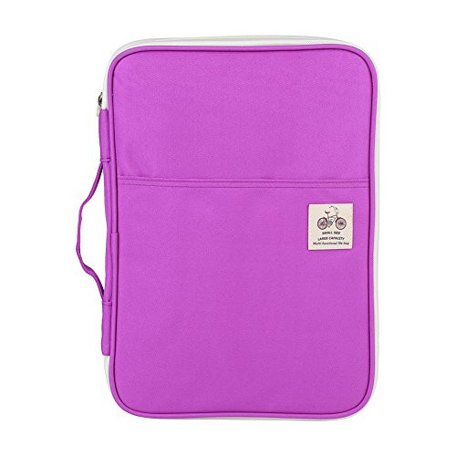 Document Bag, 5Colors A4 Document Bag File Folder Portfolio Organizer Computer Notebook Zippered Case(Purple)