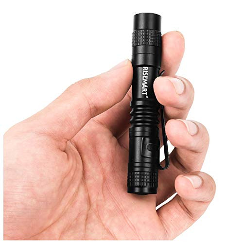 RISEMART Super Small Mini Flashlight AAA CREE XPE-R3 100 Lumens Ultra Bright LED Pen light Pocket Clip Tactical Torch Lamp(3.5")