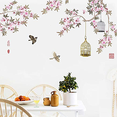 Flowers and Birds Wall Stickers,Floral Wall Mural Decal for Living Room,Removable Stickers for Walls Decoration,Leaf Peel and Stick Wall Decal Peach Blossoms Tree Branch (Pink Flowers and Birds) Flowers and Birds Wall Stickers,Floral Wall Mural Decal for Living Room,Removable Stickers for Walls Decoration,Leaf Peel and Stick Wall Decal Peach Blossoms Tree Branch (Pink Flowers and Birds)