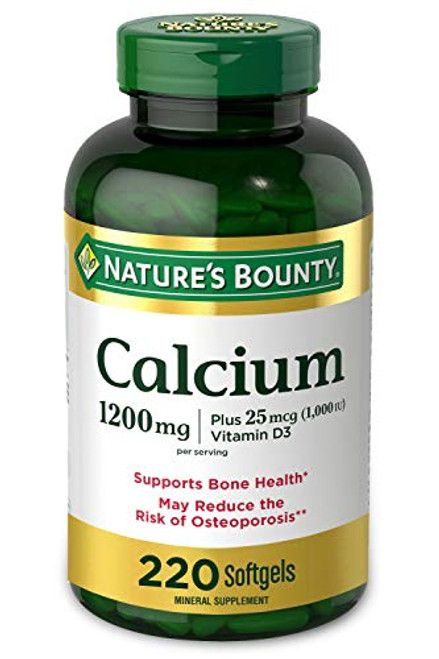 Calcium  and  Vitamin D by Nature's Bounty, Immune Support  and  Bone Health, 1200mg Calcium  and  1000iu D3, 220 Softgels