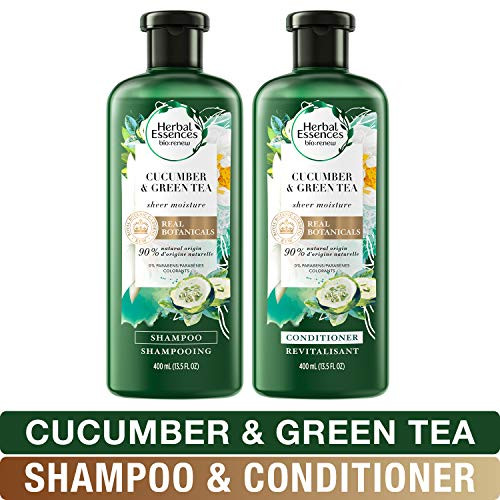 Herbal Essences, Volume Shampoo  and  Conditioner Kit With Natural Source Ingredients, For Fine Hair, Color Safe, BioRenew Cucumber  and  Green Tea, 13.5 fl oz, Kit