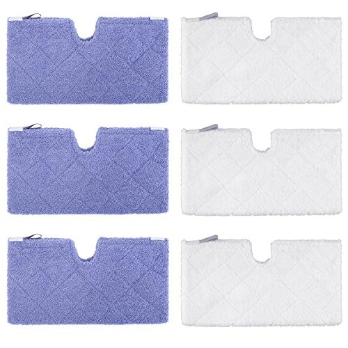YISSVIC Steam Pocket Mop Pads 6 Pack Compatible Replacement Mop Pads for Shark Euro Pro S3501 S3601 S3901 Purple and White