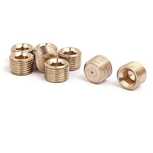 uxcell Brass Hex Socket Pipe Fitting, 1/8BSP Male Thread Hose Adapter Connector, for Garden Pipe Pneumatic Solenoid Valve, 8Pcs
