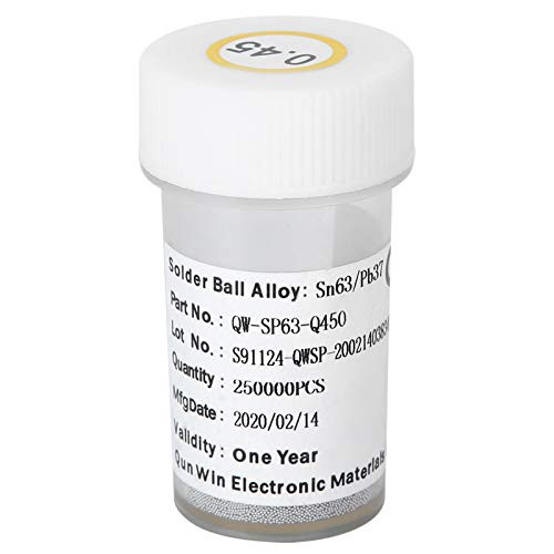 Solder Balls, 0.45mm BGA Reballing Leaded Solder Balls, 250 Thousand Grains, Tin ball for Semiconductor Chip, Circuit Board and the PCB Board, Electronic Part (tin 63 percent, lead 37 percent)