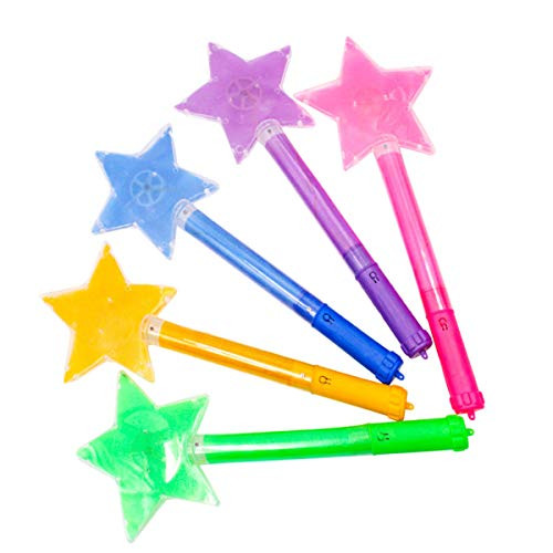 Holibanna 5pcs Party Star Glow Wands LED Flashing Light Up Stick Glow Stick Wand Christmas Party Favor (Random Color)