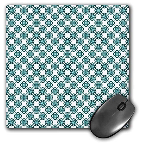 3dRose Anne Marie Baugh Patterns - Elegant Turquoise and White Moroccan Diamond Shapes Pattern - MousePad (mp_169023_1)