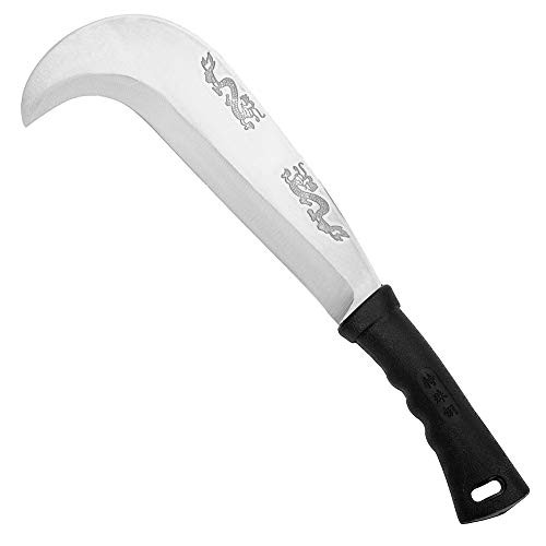 Billhook Sickle Machete Knife Brush Clearing Sickle with Carbon Steel Blade Sickle Knife - Billhook Brush Axe Sickle for Grass, Harvest, Farming,Weedeing Sickle Billhook Machete Sickle Knife