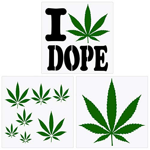 3 Pieces Pot Leaf Stencil Weed Leaf Stencils Reusable Leaf Painting Stencil for DIY Wall Painting Crafts Making Decoration Supplies