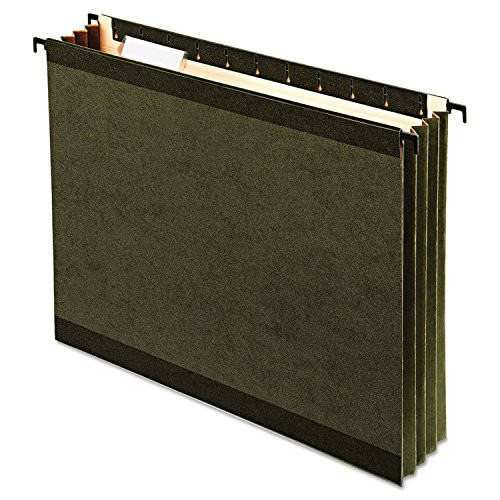 PFX09217 - Hanging Pocket Files, 3.5" Expansion, 1/5 Tab, Letter, Green, 4/Pack