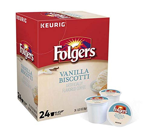 Keurig Coffee Pods K-Cups 16 / 18 / 22 / 24 Count Capsules ALL BRANDS / FLAVORS (24 Pods Folgers - Vanilla Biscotti)