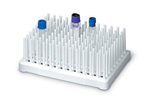 Heathrow Scientific HS24311A Peg Tube Rack, 50 Wells, Polypropylene, 14 to 17 mm, White (Pack of 2)