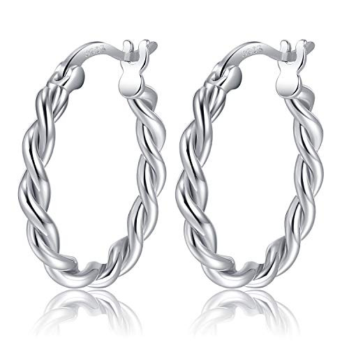 Twisted Hoop Earring 18 Gold Plated 925 Sterling Silver Twisted Rope Hoops Earring for Women Dainty Round Hoop Earrings