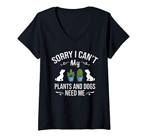 Womens Dog Garden Plants Lover Gift I Dogs Gardener Gardening V-Neck T-Shirt Womens Dog Garden Plants Lover Gift I Dogs Gardener Gardening V-Neck T-Shirt