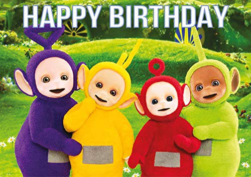 8.3 x 11.7 Inch Edible Square Cake Toppers  Teletubbies Themed Birthday Party Collection of Edible Cake Decorations