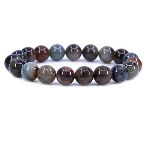 Keleny Natural Fancy Jasper 10mm Round Beads Gemstones Rock Crystal Stretch Bracelet 7 Inch Unisex