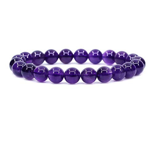 Natural A Grade Purple Quartz Gemstone 8mm Round Beads Stretch Bracelet 7" Unisex