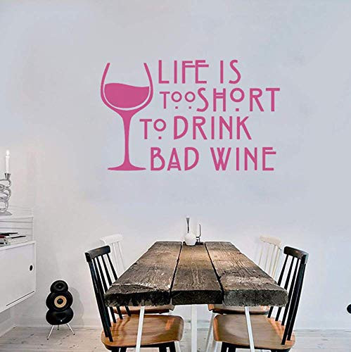 txucc 68X42Cm Wall Stickers Wine Wall Decal Life is Too Short to Drink Bad Wine Vinyl Kitchen Decor