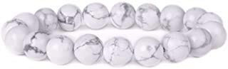 AD Beads Natural Gemstone Round Beads Stretch Bracelet Healing Reiki 10mm (White Turquoise)