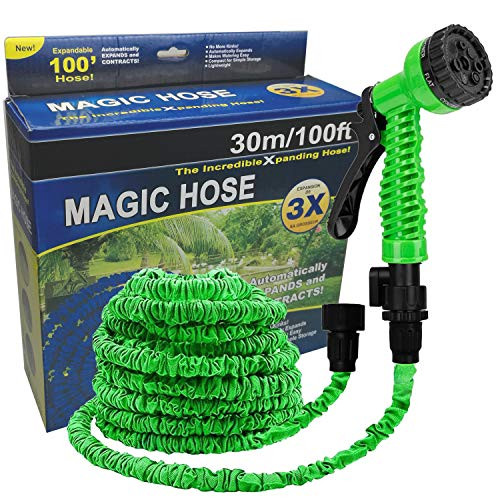 Garden Hose 100FT, Expandable Garden Hoses, Pipe 3 Times Expanding Water Hose with High Pressure Hose 7 Function Spray Nozzle, Durable Flexible Garden Hose for Lawn/Pet/Car/Boat Wash