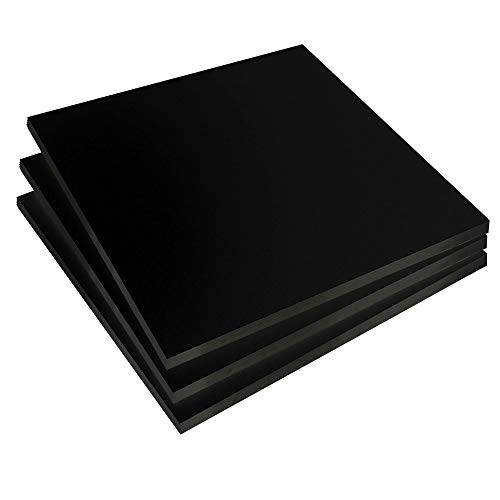 Expanded PVC Sheet 12" x 12" inches Palight Celtec Rigid Printable Sintra Board Ideal for Signage, Displays, and Digital/Screen Printing Waterproof for Outdoor Use (Black (1/4"), 3-Pack)