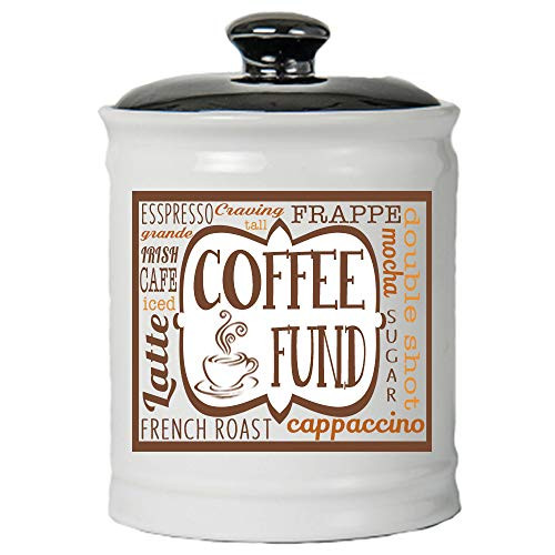 Cottage Creek Piggy Bank, Coffee Fund Coin Bank, Round Ceramic Coffee Fund Money Jar for Coffee, Coffee Jar, Coffee Lover Gifts -White- Cottage Creek Piggy Bank, Coffee Fund Coin Bank, Round Ceramic Coffee Fund Money Jar for Coffee, Coffee Jar, Coffee Lover Gifts -White-