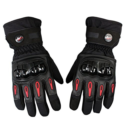 Bonnoeuvre Motorcycle Gloves 3D Touchscreen Waterproof Windproof Winter Leather Cycling Bicycle Full Finger Gloves Ski Gloves (Black, XL)