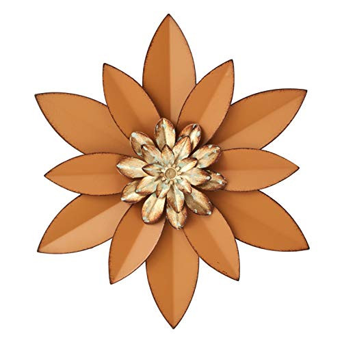 H HOMEBROAD. Metal Flowers Wall Decor Garden Wall Art Hanging for Patio Porch Bedroom Bathroom Living Room, Orange 12