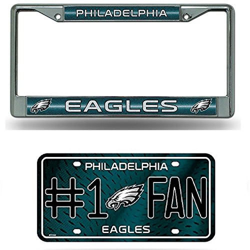 Rico Philadelphia Eagles NFL Glitter Bling Chrome License Plate Frame  and  Eagles Number One Fan License Plate