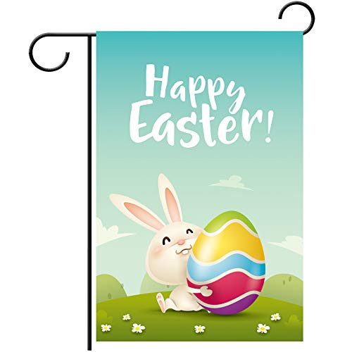 Easter Garden Flag - Happy Easter Bunny Holiday Spring Garden Flag Banner 12.5" x 18"Easter Rabbit Eggs,Double Sided Burlap Yard Flag for Home Patio Porch Courtyard Farmhouse Outdoor Decoration Easter Garden Flag - Happy Easter Bunny Holiday Spring Garden Flag Banner 12.5" x 18"Easter Rabbit Eggs,Double Sided Burlap Yard Flag for Home Patio Porch Courtyard Farmhouse Outdoor Decoration