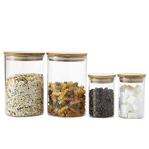 DecentGadget 4Pcs Glass Jar Food Storage Jar with Airtight Seal Bamboo Lid Food Storage Canister Tea Containers