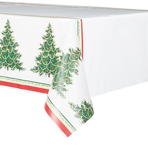 Classic Christmas Tree Plastic Tablecloth, 84" x 54"