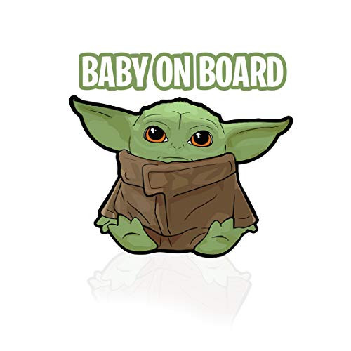 Baby Yoda Decal Baby On Board Yoda Stickers for Car, Window, Laptop, Luggage, Skateboard, Bike, Mandalorian Stickers, Decal Window Accessories (3 Pack - Baby on Board)
