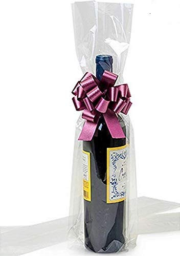 10 Clear Cello/Cellophane Wine Bottle Bag - 4" x 2.5" x 17" Gusset Bags A1 bakery supplies