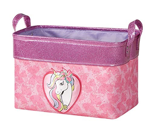 Idea Nuova JoJo Siwa Rectangular Storage Bin with Pink Glitter Trim and Handles
