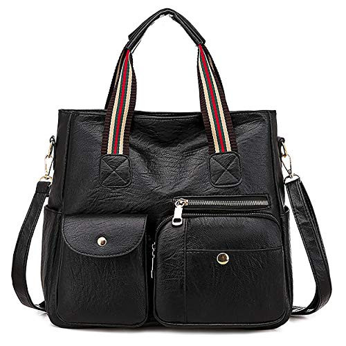 Women Top Handle Satchel Handbags Shoulder Bag Messenger Tote Bag Purse Crossbody Bag Travel Work Tote Bag (Black)