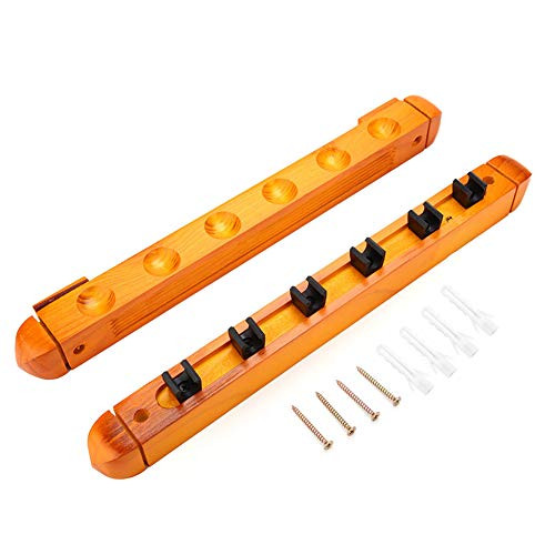 Camidy Billiards Pool Cue Rack, Wood Billiards Cue Pole Wall Mounted Rack Sticks Holder Organizer Carrier Accessory
