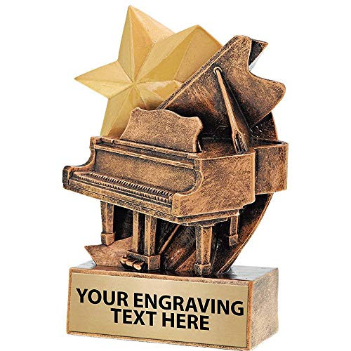 5" 3D Star Piano Trophies, Custom Engraved Piano Trophy Award Prime