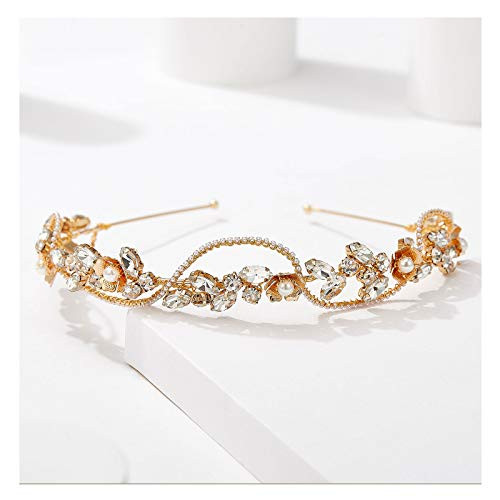 SWEETV Wedding Headband Gold Bridal Headpiece Rhinestone Hair Pieces Crystal Tiara Women Hair Accessories for Brides SWEETV Wedding Headband Gold Bridal Headpiece Rhinestone Hair Pieces Crystal Tiara Women Hair Accessories for Brides