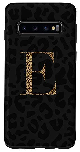 Galaxy S10 Leopard Animal Print Cheetah Monogram Initial Letter E Case