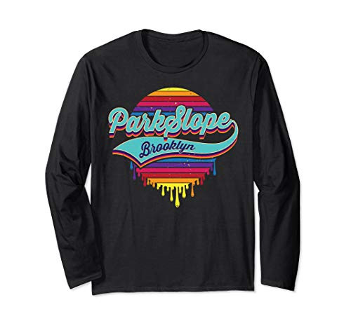 Park Slope, Brooklyn Typographic Dripping Paint Design Long Sleeve T-Shirt