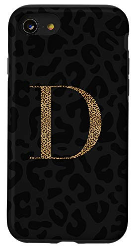 iPhone SE (2020) / 7 / 8 Leopard Animal Print Cheetah Monogram Initial Letter D Case