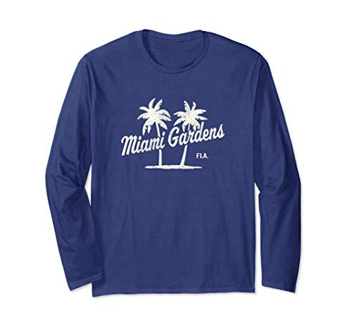 Miami Gardens Florida Vintage 70s Palm Trees Graphic Long Sleeve T-Shirt