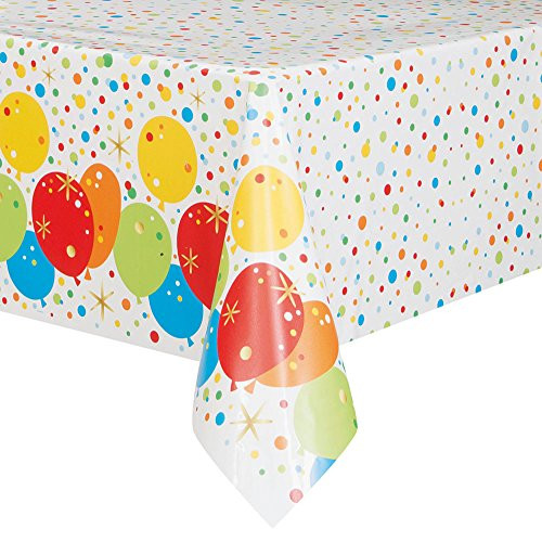 Foil Glitzy Rainbow Happy Birthday Plastic Tablecloth, 84" x 54"