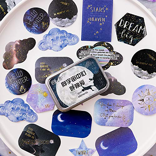 Doraking 60PCS Decoration Washi Paper Stickers for Scrapbooks (Universe)
